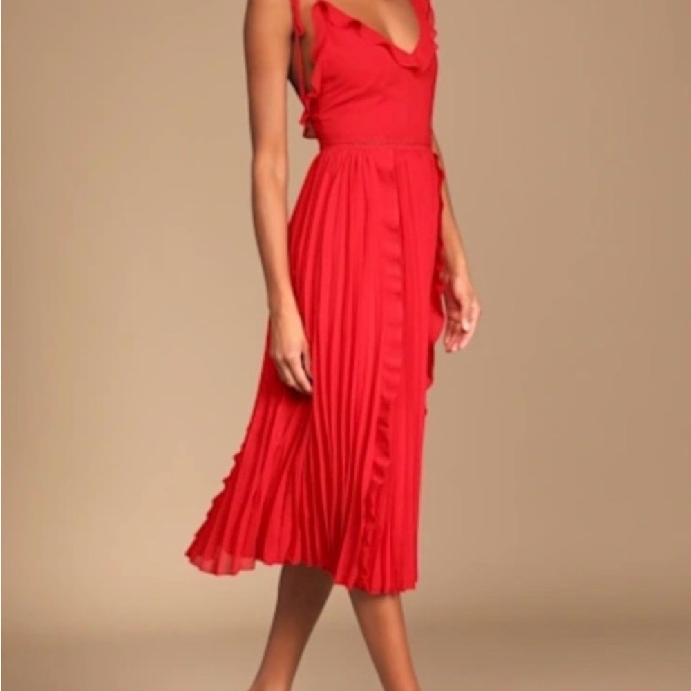 Lulu's Vibrant Red Midi Dress